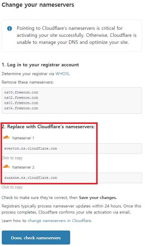 7 change nameserver o
