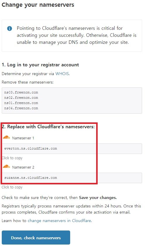 7 change nameserver o